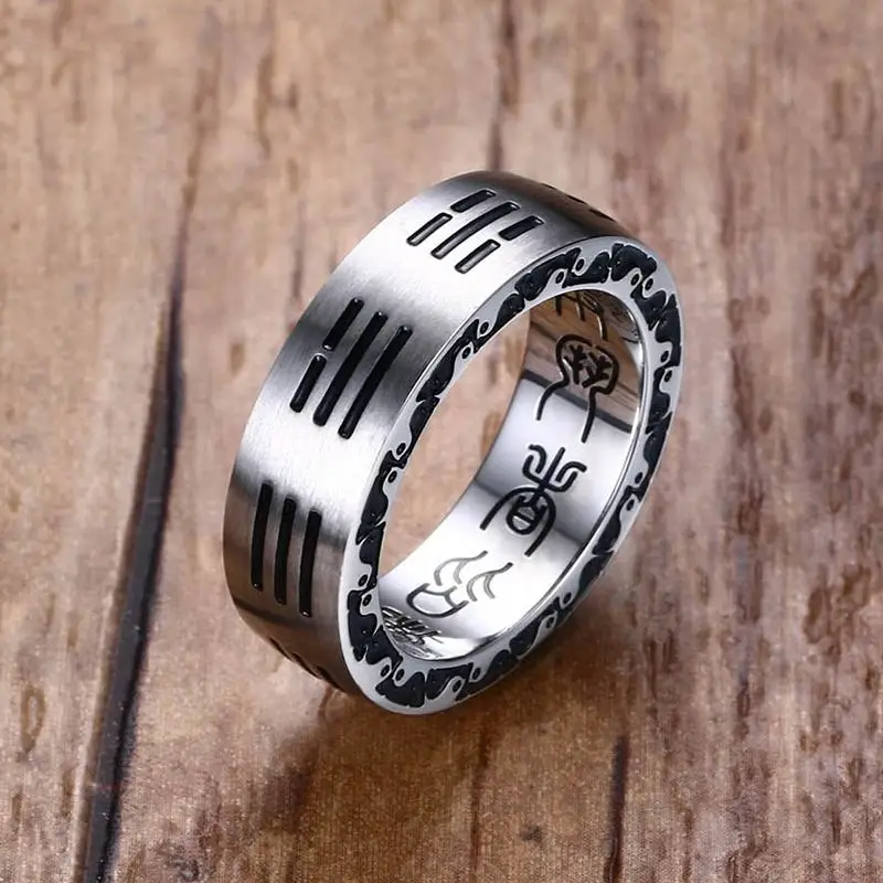 Мужские кольца из нержавеющей стали в китайском стиле Taoist Tai Chi Bagua Lucky Prayer Ring