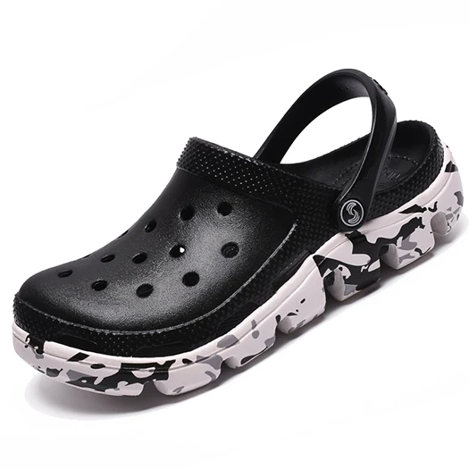 Black Camouflage Шлепанцы для сада, резиновые шлепанцы с закрытым носком, мужские сандалии г. летние уличные размеры 47, 46 Сабо - Цвет: Black Camouflage