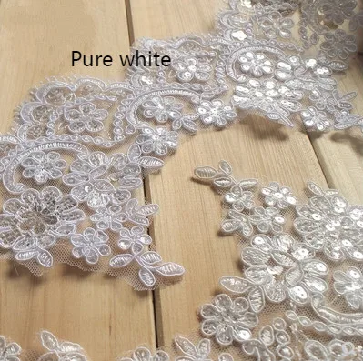 Sequined Eyelash Lace Accessories White Exquisite High-grade Wedding Embroidery DIY 6Yards/pack | Дом и сад