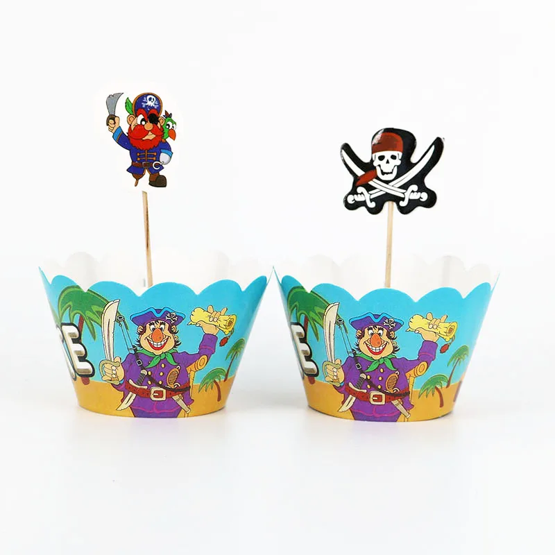 24 шт. пиратский вечерние торт Декор (12 пирожного + 12pcs Топпер) Baby Shower День рождения