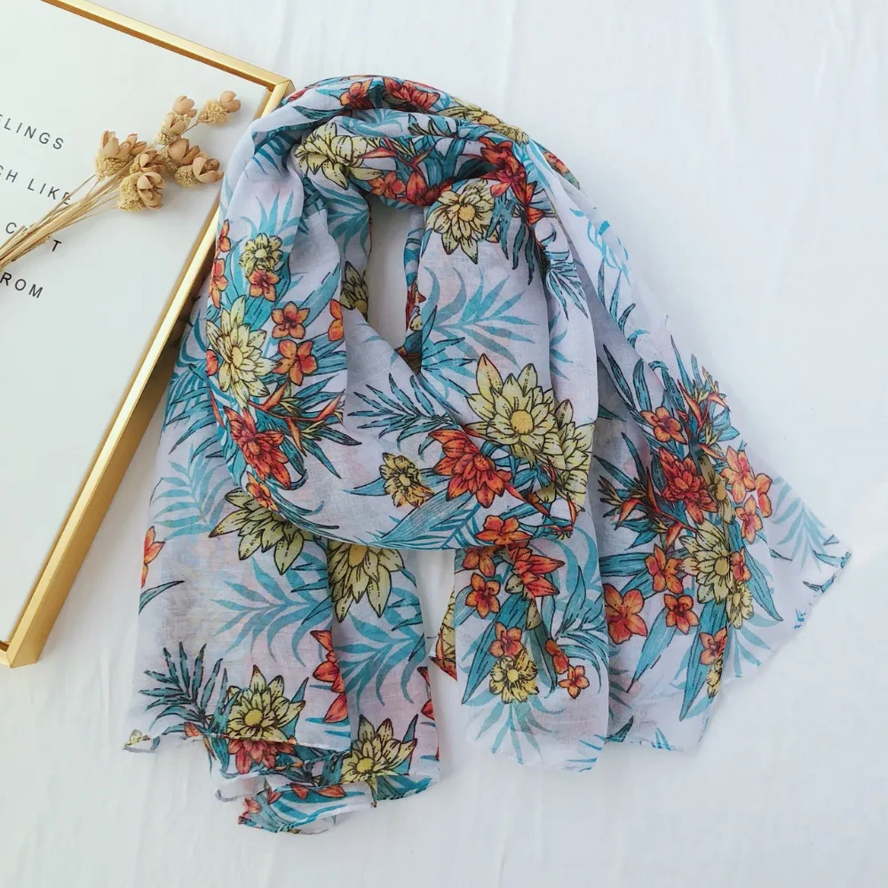 

2019 New Spring Leaf Pattern Scarves Shawl Beautiful Leaves And Flower Foulard Wrap Scarf Hijab Muffler Free Shipping