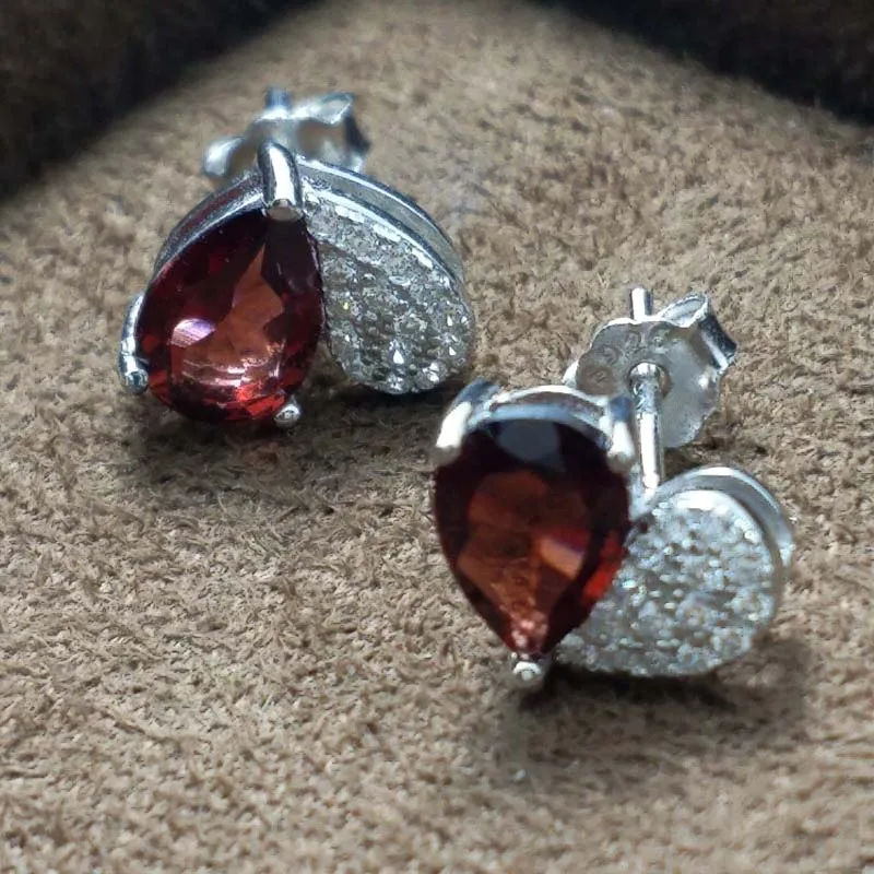 Маленькие серьги FLZB из серебра 925 пробы с натуральным гранатом|earrings for|earrings for