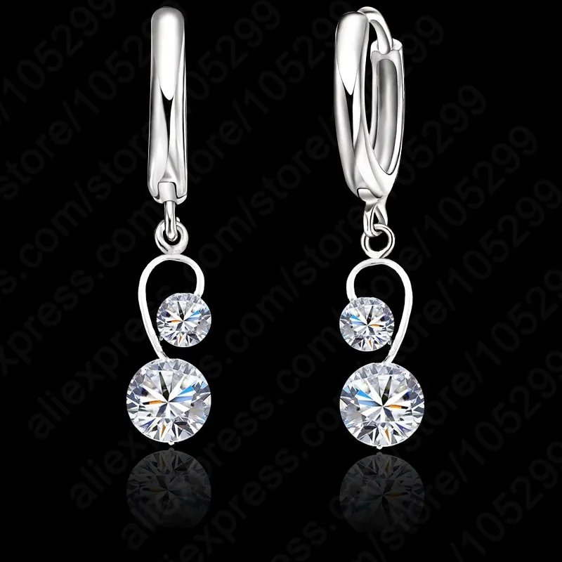 Изящное чистое серебро 925 пробы ожерелье с подвеской + рычаг набор сережек два