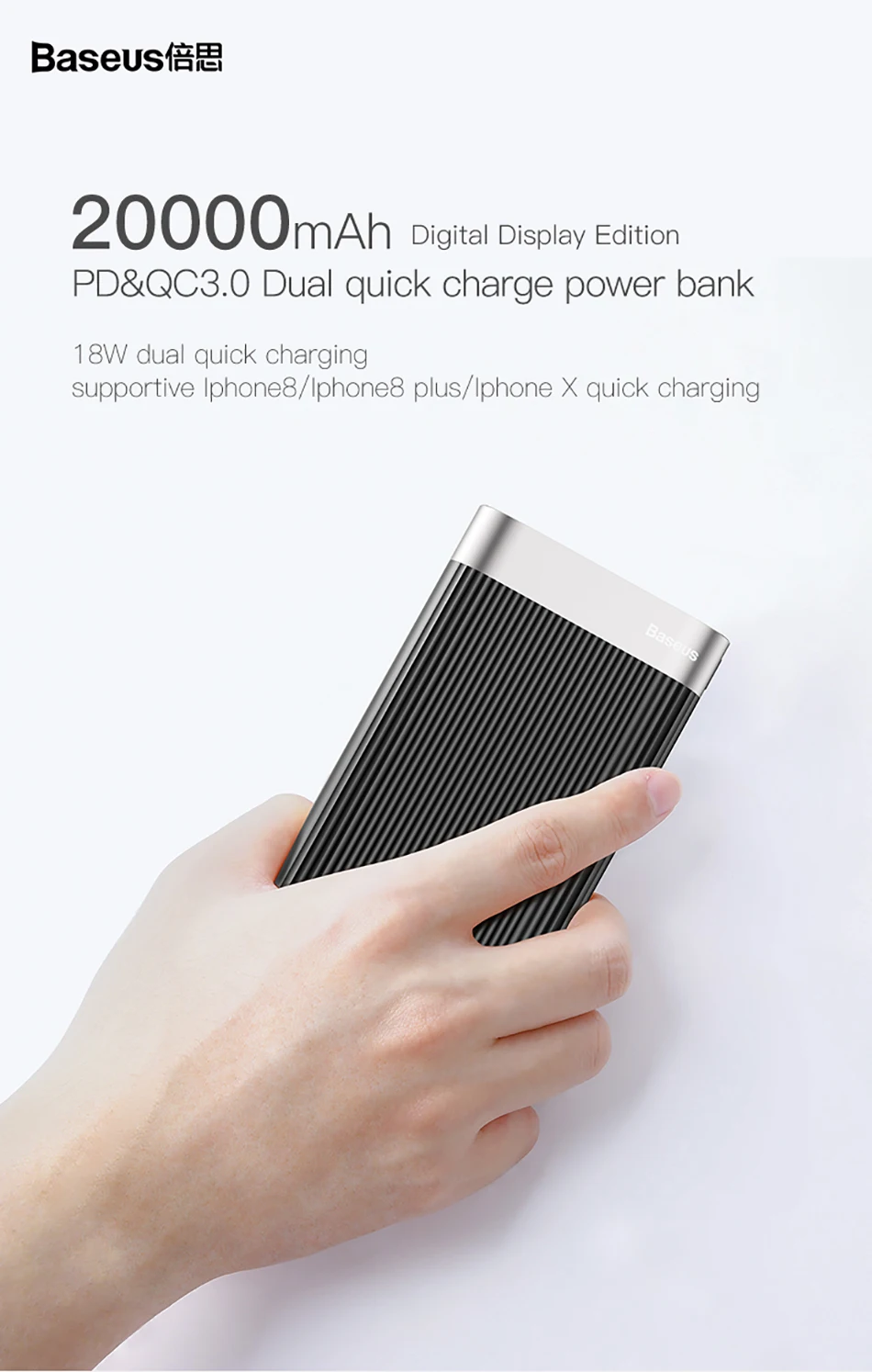 Baseus 20000 mAh Quick Charge 3,0 power Bank 20000 mAh type C PD QC3.0 портативное Внешнее зарядное устройство power bank для Xiaomi Mi