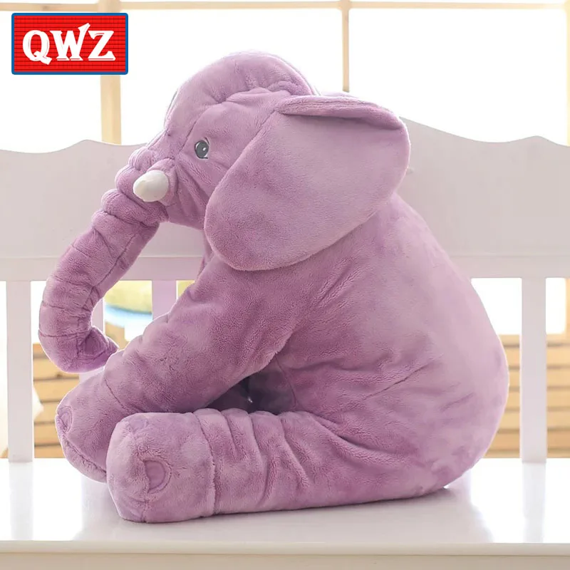 QWZ 1 шт., большой размер, 60 см/40 см, для младенцев, мягкий, успокаивающий слон, Playmate, спокойная кукла, детские игрушки, слон, подушка, плюшевые игрушки, мягкая кукла - Цвет: Фиолетовый