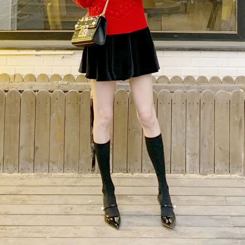 3 пары Вельветовые женские колготки сексуальные гольфы до колена эластичные