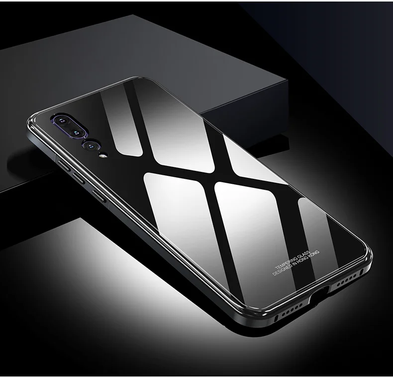 Для huawei P20 Pro защитный чехол Бампер металлический покрытие сотового чехол для телефона для huawei P20 назад закаленное Стекло высокое качество роскошные