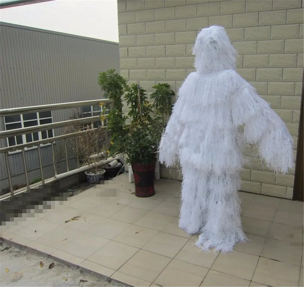 Белоснежка ghillie Костюмы чисто белый Охота Recon камуфляж одежда открытый боевой униформы