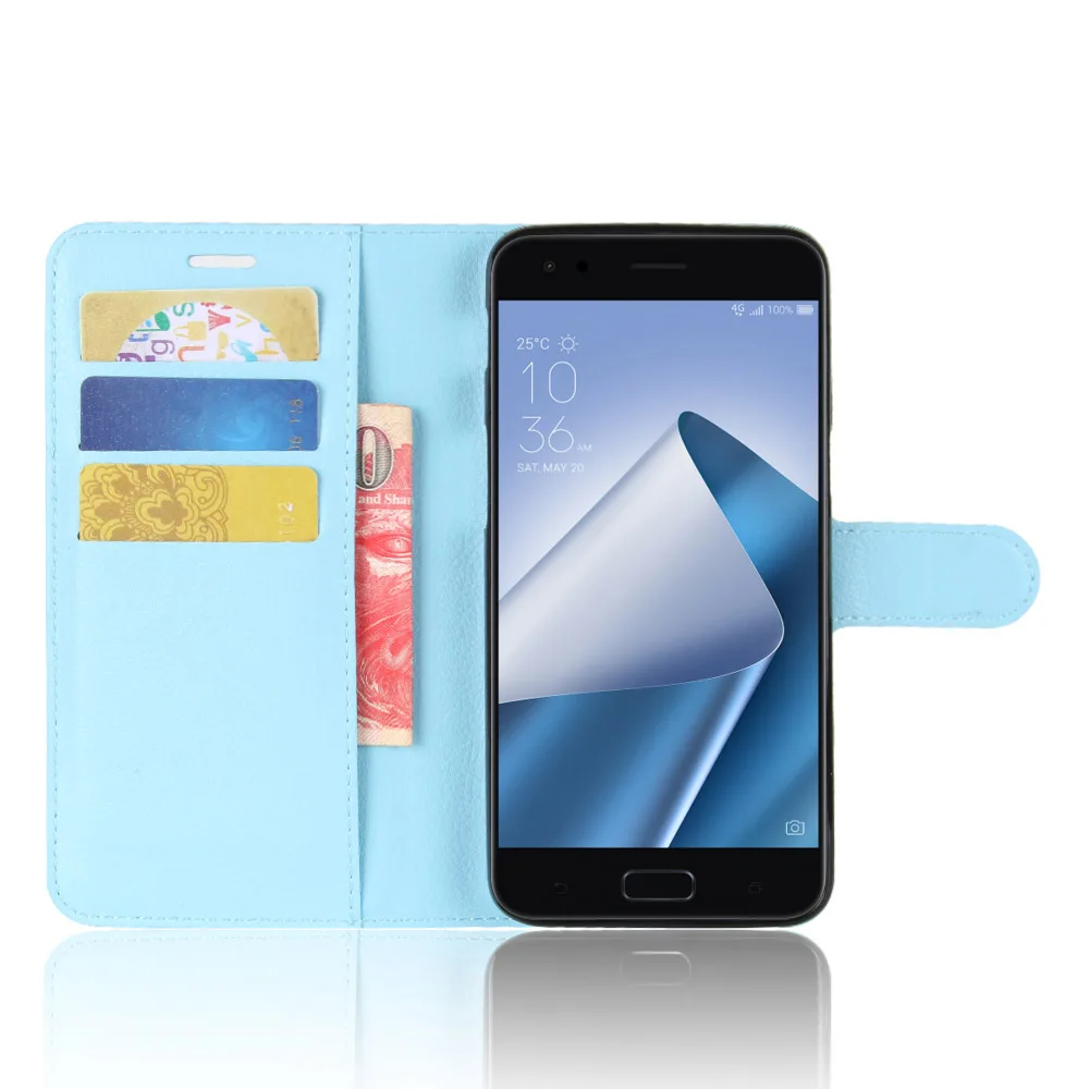Чехол ZE554KL для ASUS ZenFone 4 ZE554KL, чехол s с бумажником, с рисунком личи, откидной кожаный чехол, черный 554 ASUS554