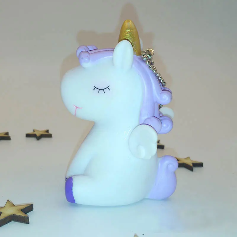 Мультяшный Единорог кукла брелок подвеска мягкий резиновый Сжимаемый звук милая