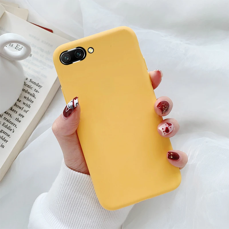 Цвет: желтый Мягкий силиконовый чехол ярких цветов для Huawei P20 Pro P10 P9 P8 Lite Mate 10 honor 8 9 Lite P Smart Y9, задняя крышка для сотового телефона - Цвет: Цвет: желтый