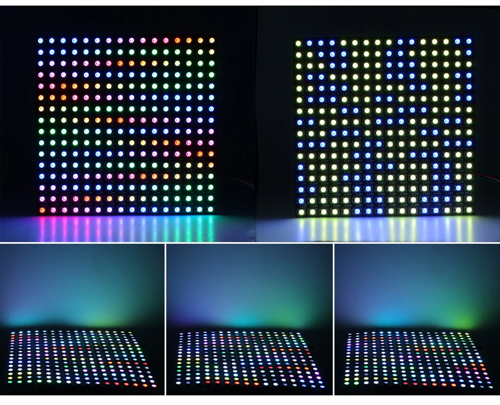 RGB светодиодный панель чип DC5V WS2812 полноцветный дисплей 8*8/16*16/8*32 SMD 5050 адресуемый гибкий светодиодный пиксельный экран