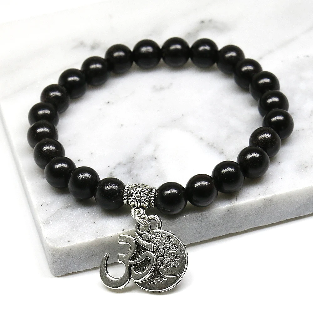 8 мм браслет для йоги женщин черный деревянный дерево жизни из натурального