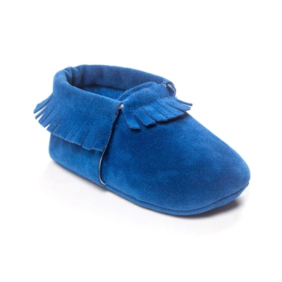 blue Romirus/замшевые мокасины из искусственной кожи для новорожденных мальчиков и девочек; нескользящая обувь с бахромой; детская кроватка - Цвет: blue