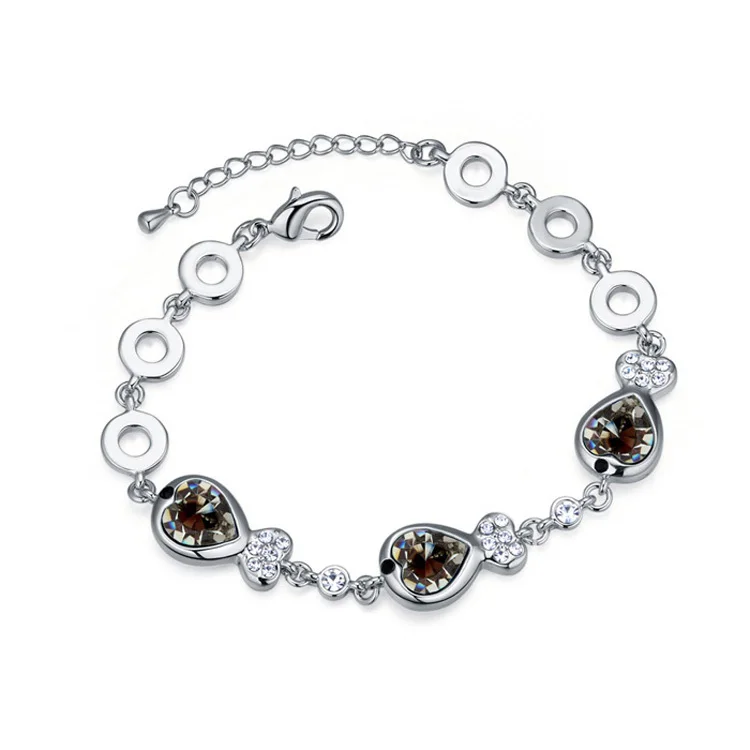 

Brand Chain Link Bracelet Pulseras Bracciale For Women Made With Swarovski Elements Crystal Bijoux Fine Charm Friendship Jewelry