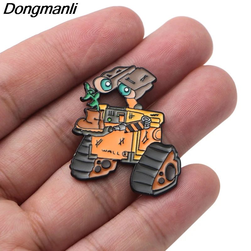 P3701 Dongmanli Забавный робот стена E металлические эмалированные булавки и броши для нагрудного штыря рюкзак сумки значок милые подарки воротник ювелирные изделия