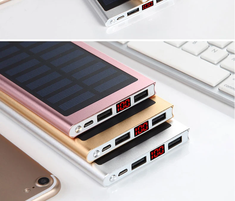 Солнечная 30000 mah Мощность Bank внешняя Батарея 2 USB светодиодный Мощность банк Портативный мобильный Зарядка телефона от солнечной батареи для Xiaomi Mi iphone XS 8 плюс
