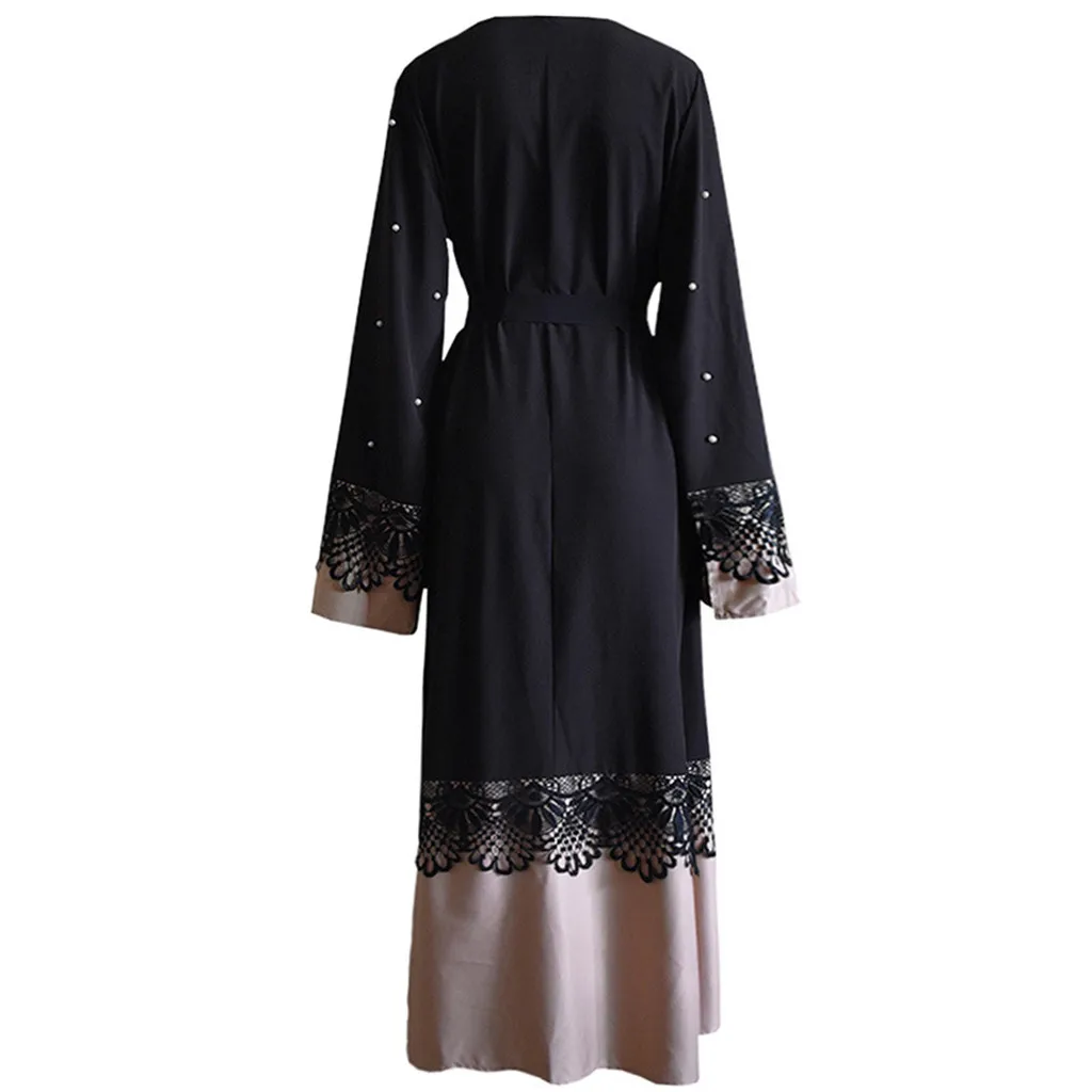 Длинное платье абайя повседневное мусульманское женское кружевное Макси с