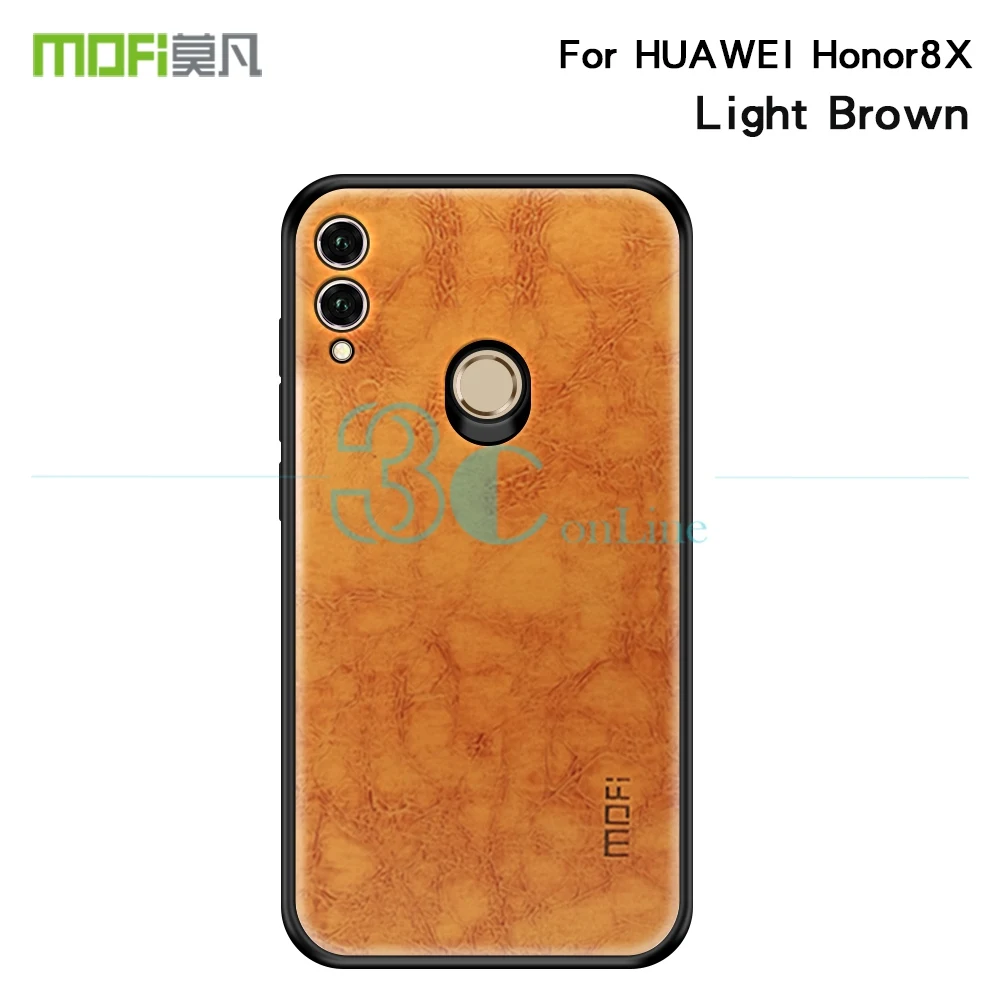 Honor 8X чехол MOFI чехол силиконовый PU кожаный чехол Funda чехол для Huawei Honor 8X6," крышка защитный экран противоударный - Цвет: Light Brown