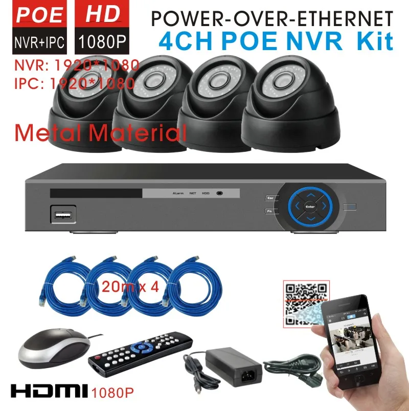Lofam 4ch 1080 P сетевой безопасности CCTV 2.0mp открытый ip камеры NVR Системы H.264 PoE комплект