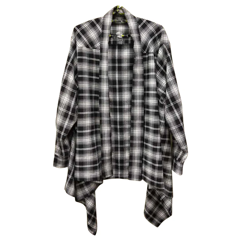 

Hip hop Long sleeve plaid shirt men Extended shirts Loose Open stitch 2019 Spring Summer Autumn