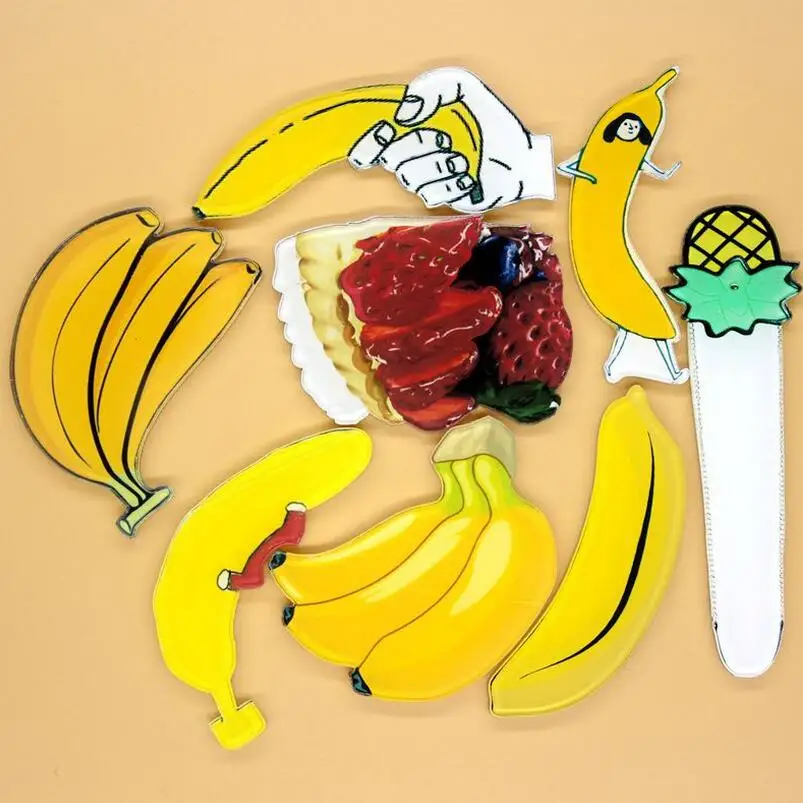 1 шт. Мультяшные Акриловые Броши Фрукты Банан клубника торт значок броши брошь