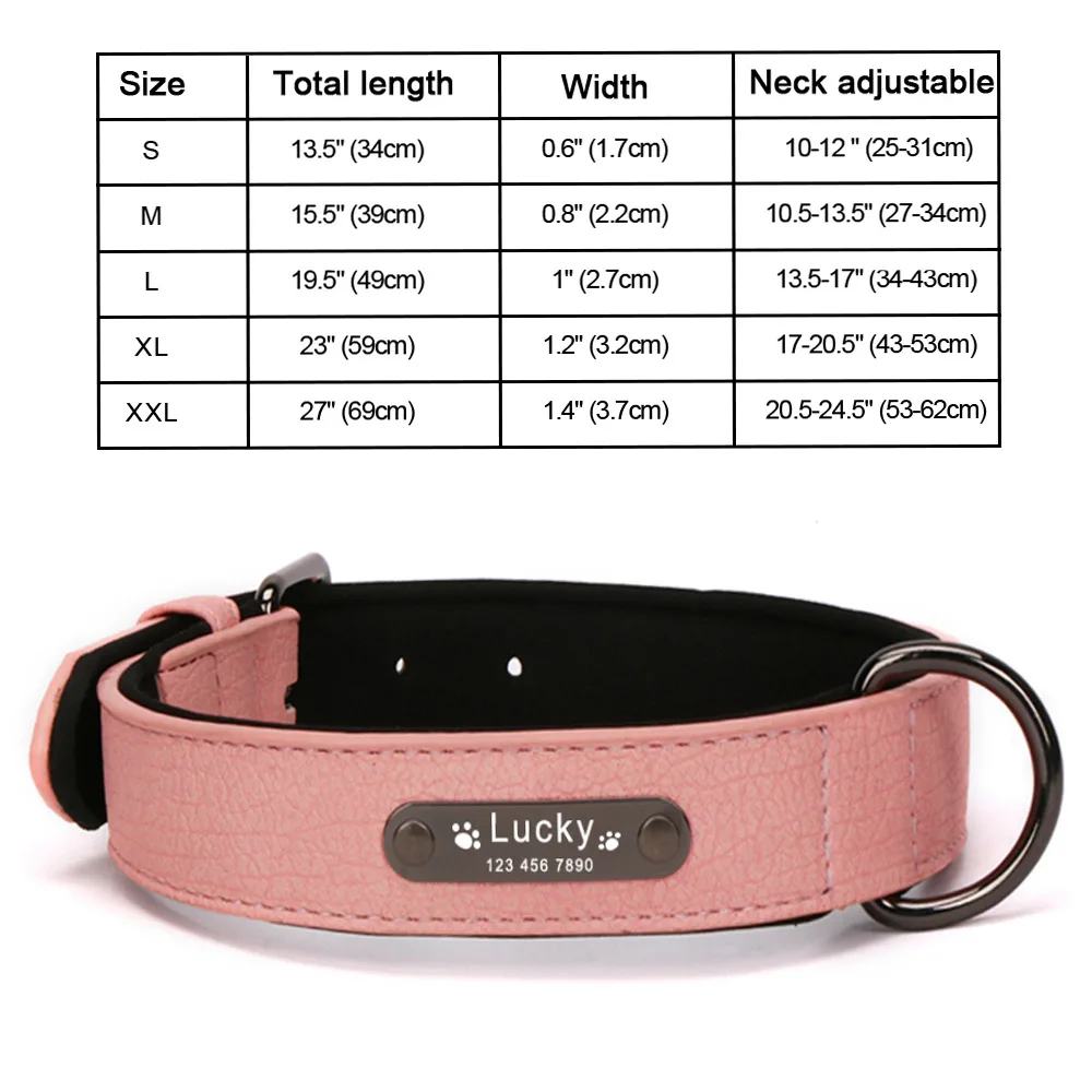 Pink Dog Collar Индивидуальный ошейник для собак, персонализированные ошейники для собак с гравировкой имени, ошейник для больших и маленьких собак, ошейники для щенков, ID Ошейники, регулируемое ожерелье для кошек - Цвет: Pink Dog Collar