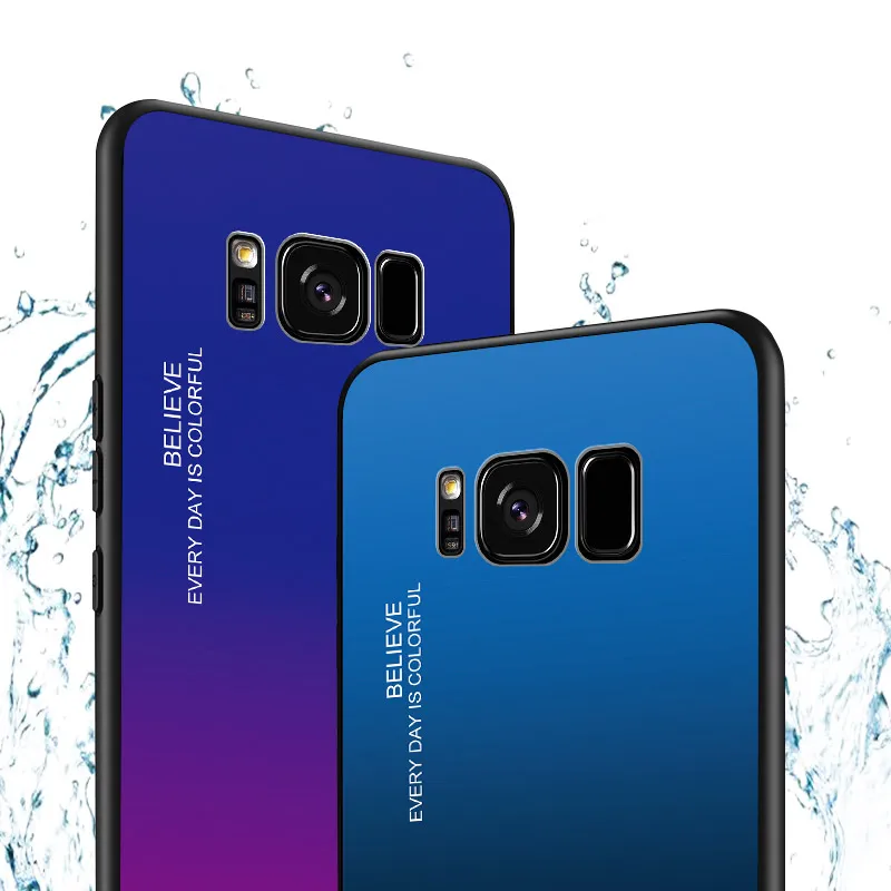 Градиентный чехол из закаленного стекла для телефона Samsung Galaxy S8 Plus Samsun S8Plus 8 G950F