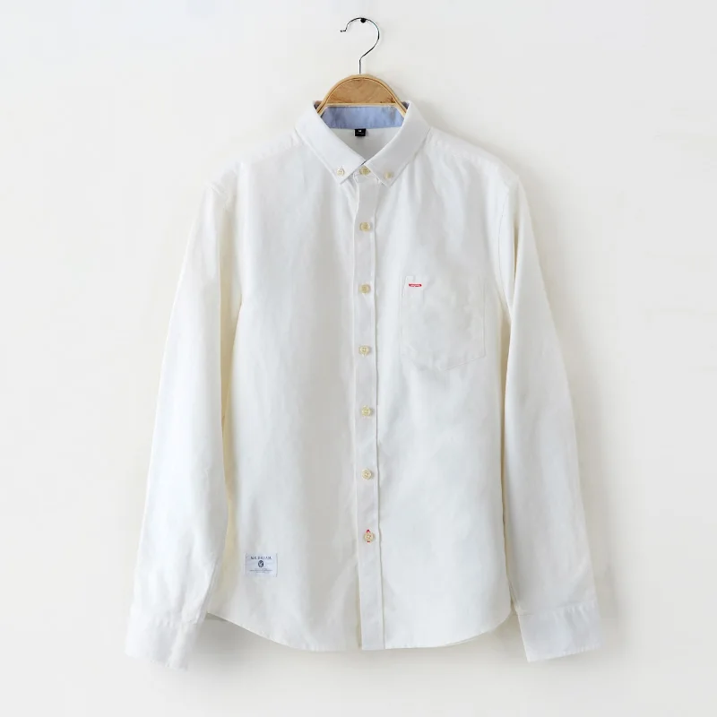 Рубашка мужская с длинным рукавом модная брендовая сорочка из ткани Оксфорд