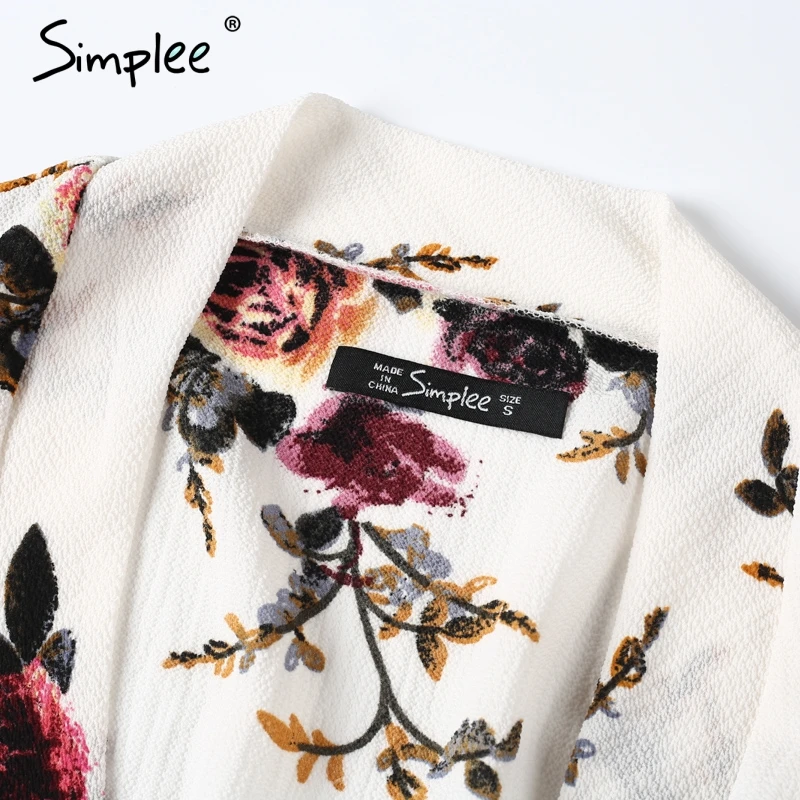 Simplee V шеи печати шифон Комбинезон Женщины эластичный пояс Половина рукава