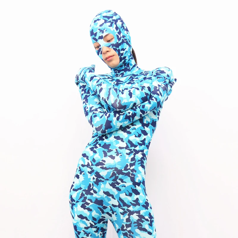 (MS023) Lycra spandex women camouflage catsuit elastic sexy unisex tights bodysuit | Тематическая одежда и униформа