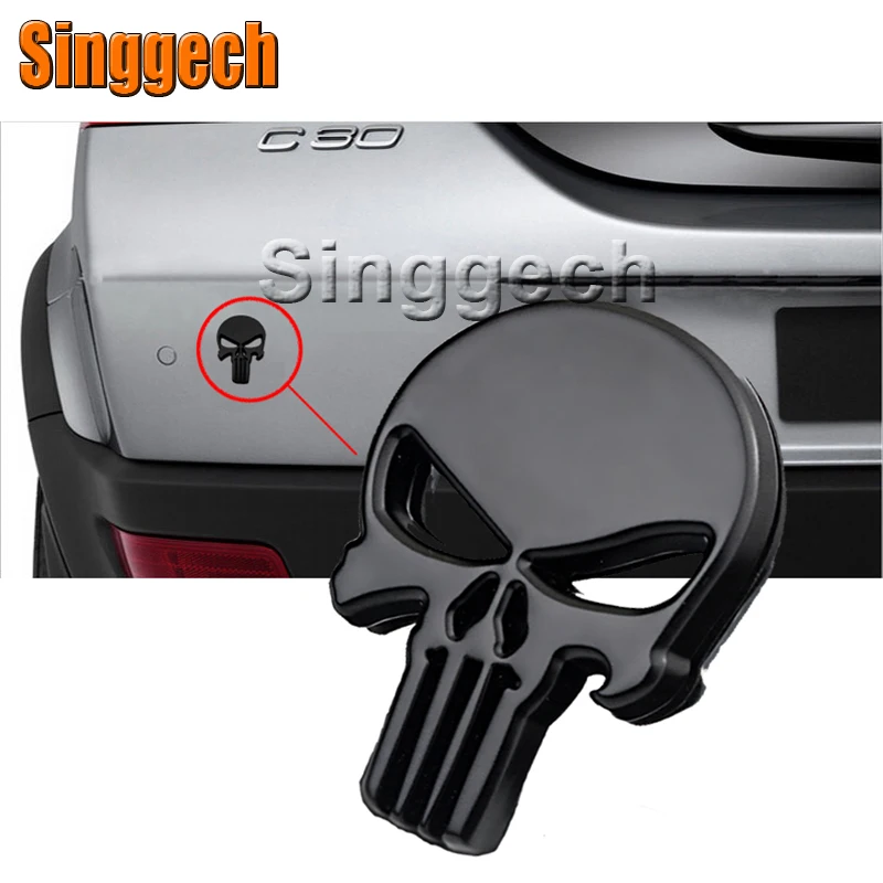 1X Черная Металлическая Автомобильная наклейка в виде черепа для Mitsubishi ASX Lancer 10 9