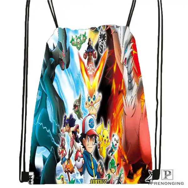 Custom pokemon черно белый рюкзак с кулиской сумка милый детский (Черная задняя часть)