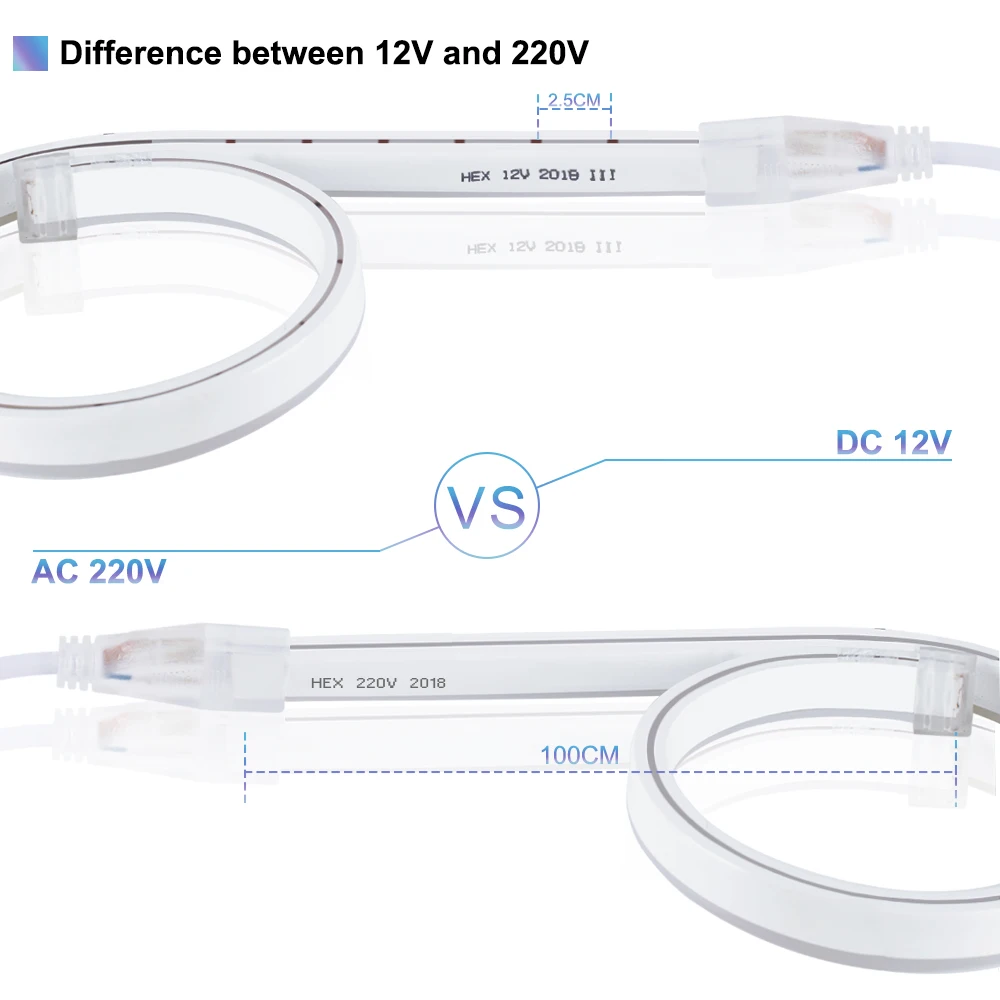 220 в 12 В светодиодная неоновая трубка 2835 SMD 1 м/5 м/10 м гибкая лента