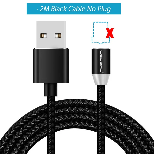 Only 2M Black Cable 2 м Магнитный mi cro Usb кабель type C зарядный кабель type c для samsung Note 10 S10 Plus A50 A70 A50s Xiaomi mi 9 Pro 9t Red mi Note 8 - Цвет: Only 2M Black Cable