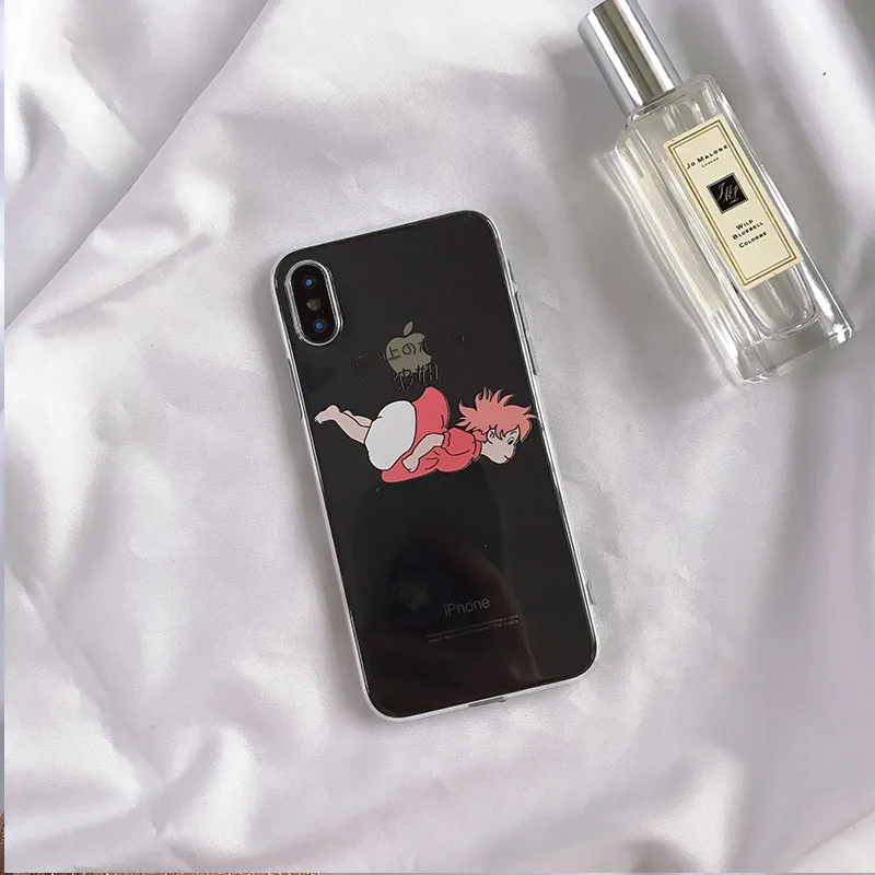 

Japanese anime Sosuke Ponyo kawaii couple clear phone case For coque iPhone 7 8 6 plus case silicon for iPhone cover X XS max XR