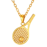sport gym necklace women charm pendant gold color stainless steel tennis ball fitness necklaces pendants men jewelry gp024