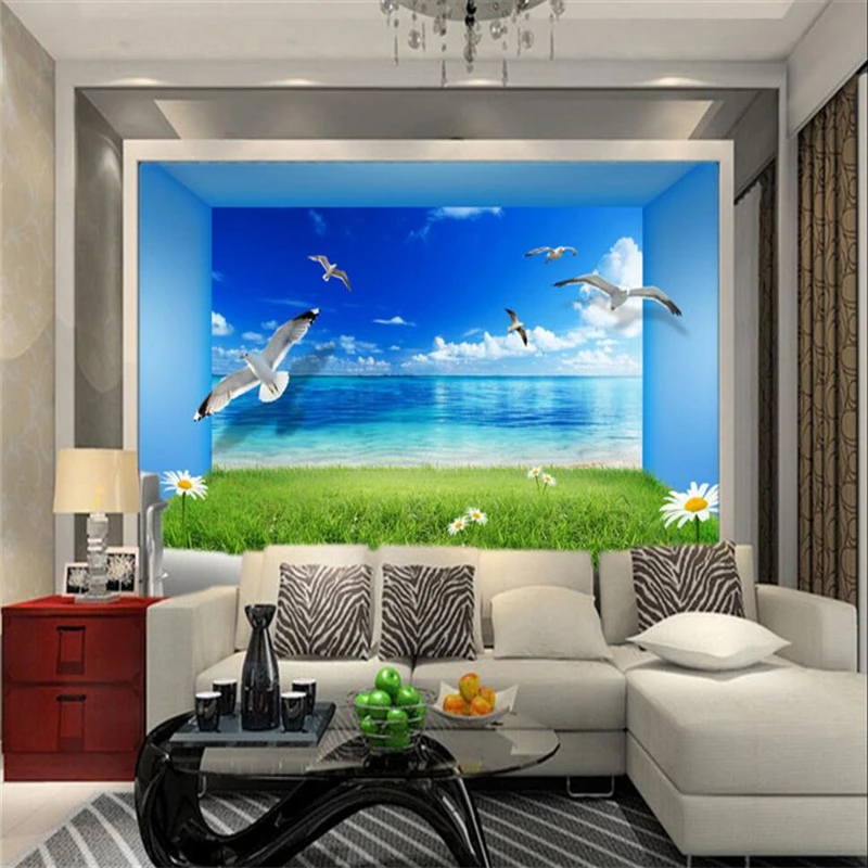 3D обои для стен seagview Чайка океана ТВ papel de parede|3d wallpaper|wallpaper for walls3d wallpapers wall |