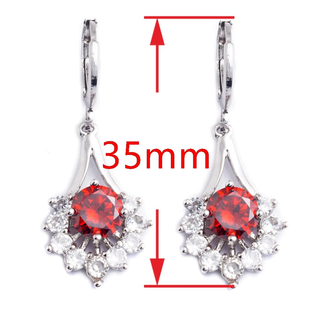Популярные Красные модные круглые серьги подвески с фианитом серебристого цвета