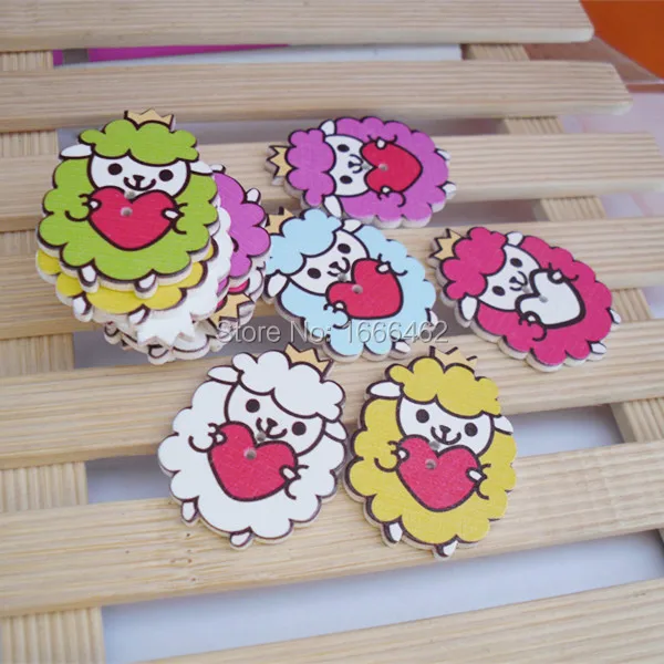 Деревянные швейные пуговицы для скрапбукинга овцы в случайном порядке с двумя