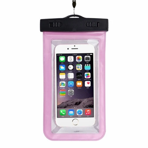 Розовый Универсальный Водонепроницаемый мобильный телефон чехол для iPhone 7 8 X samsung S9 прозрачная печать подводный всех сотовых телефонов Чехол для плавания чехол - Цвет: Розовый