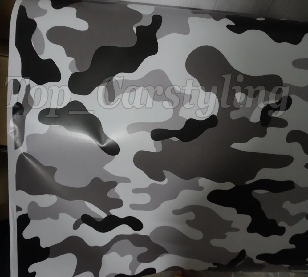 Черный белый серый Arctic Camo виниловая Автомобильная упаковка камуфляж ролл Полный