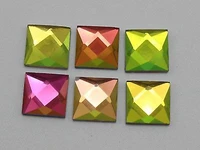 100 rainbow ab faceted square flatback glass crystal rhinestone gems 10x10mm