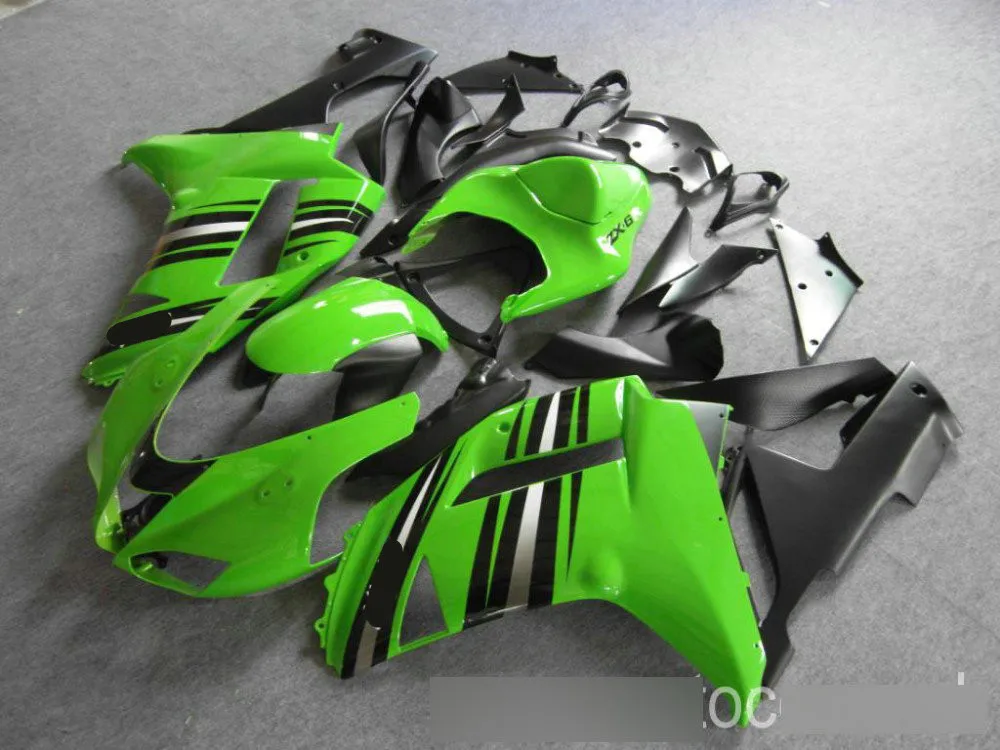 Комплект обтекателей для мотоцикла KAWASAKI Ninja ZX6R 07 08 636 2007 2008 новейший зеленый