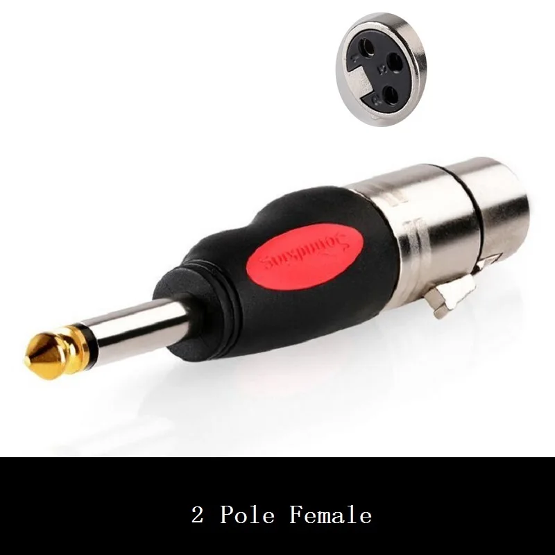 2 Pole Female Позолоченный 2/3 полюс 6,35 мм штекер 3Pin XLR Женский/мужской аудио преобразователь сигнала разъем микрофон cannon разъем - Цвет: 2 Pole Female