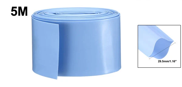 Light Blue Uxcell ПВХ 29,5 мм плоская ширина термоусадочная пленка трубка для 18650 5 м длинный серый/оранжевый/зеленый/красный/светло-фиолетовый/светло-синий - Цвет: Light Blue