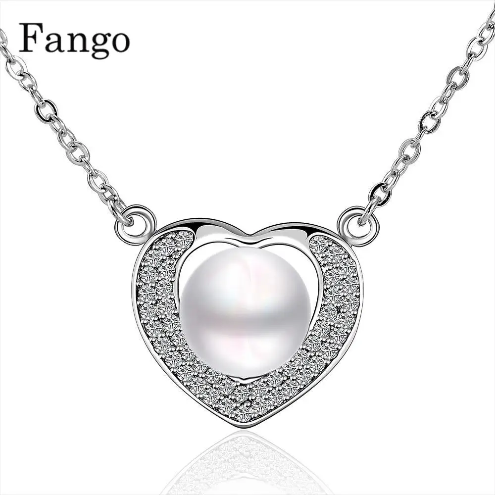 2017 Мода Сердце Женщины Кулон Классический Белый Жемчужное Ожерелье и Ювелирные