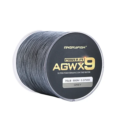 Grey ANGRYFISH 9 прядей плетеная 500 м леска супер сильная PE леска 15LB-100LB - Цвет: Grey