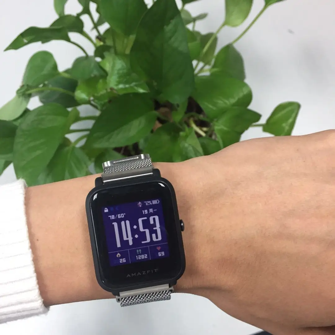 Миланский Браслет-петля+ ремешок из нержавеющей стали для Xiaomi Huami Amazfit Bip Bit Youth Watch Bracelet Регулируемый магнитный браслет на запястье
