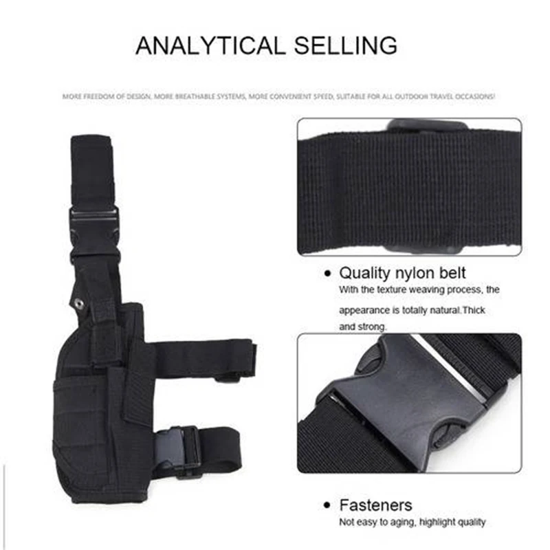 Tactical Airsoft Pistol Gun Drop Leg Thigh Holster Pouch Bag Right Hand Black Outdoor With Adjustable Magic Strap | Спорт и